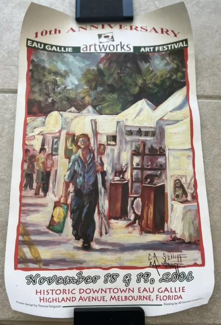 Eau Gallie Art Works 2006 Festival Authentic VTG Promo Poster 15 X 25 Florida