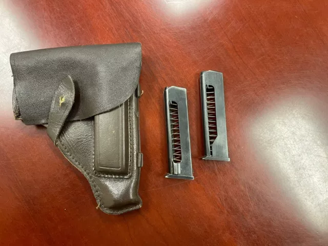 East German Eastern Europe Leather Holster Makarov With 2 Magazines 1994 stamped