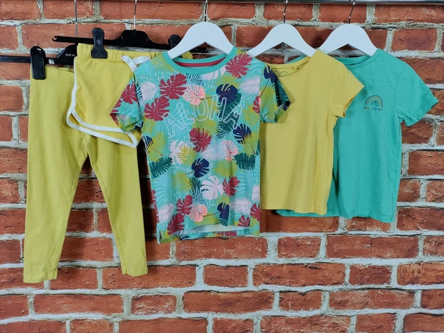 Pacchetto Ragazze Età 3-4 Anni Next M&S Summer Tops Pantaloncini Aloha Set 104Cm