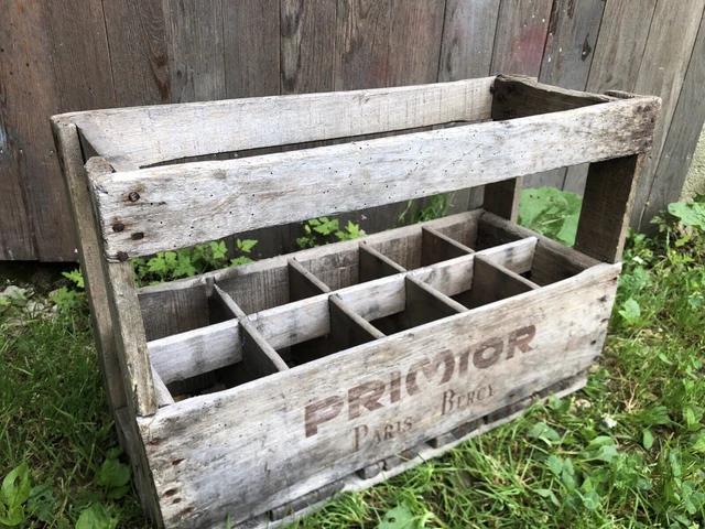 Ancienne Caisse à Bouteilles Perrier Export En Bois - Vintage Déco Atelier