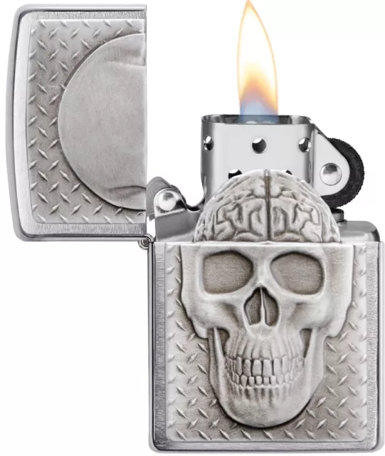 Zippo Crane Reveal Brushed Chrome With Hidden Brain Windcutter Perfect Gift