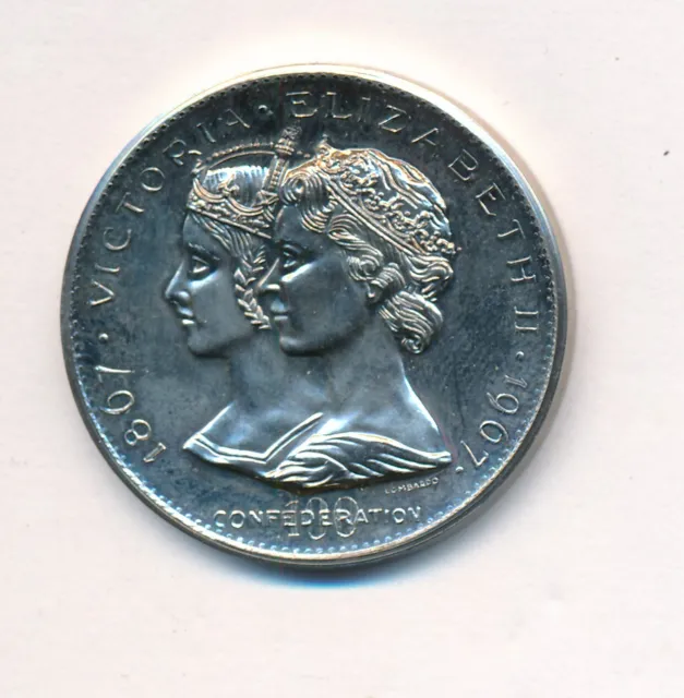 1867-1967 Canadian Medal Confederation Centennial Medal Victoria & Elizabeth Ii