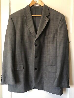 Smart giacca su misura Jaeger da uomo grigia 42"" lana petto bianco e nero tessuto in tweed