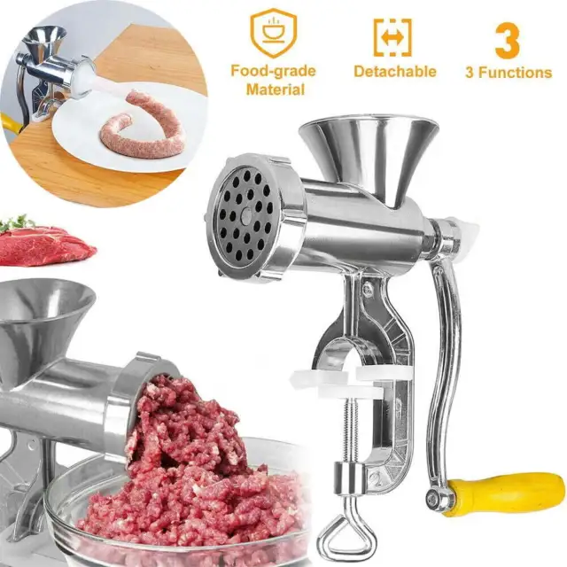 Molino Picadora De Carne Manual Acero Inoxidable Fácil Uso Limpiar Ahorra Tiempo