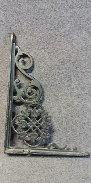 Fleur de Lis Original Victorian Eastlake Cast Iron Wall Shelf Bracket Antique 7"