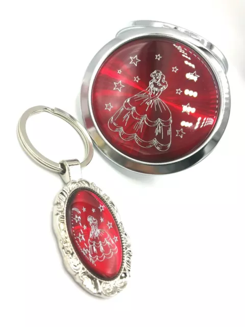 12X Quinceanera Red Compact Mirror Keychain Recuerdos de Sweet 15 Princess  Party Favor