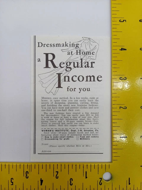 Vintage 1933 Print Ad Womans Institute Dressmaking at Home Income Scranton Pa.