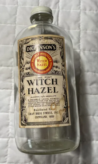 Vintage Dickinson’s Witch Hazel Bottle - One Pint-7” X 2-3/4”-Preowned