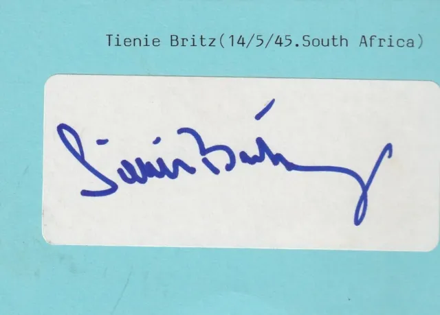 Tiene Britz - European Tour Golfer signed Address Label (Laid onto card)