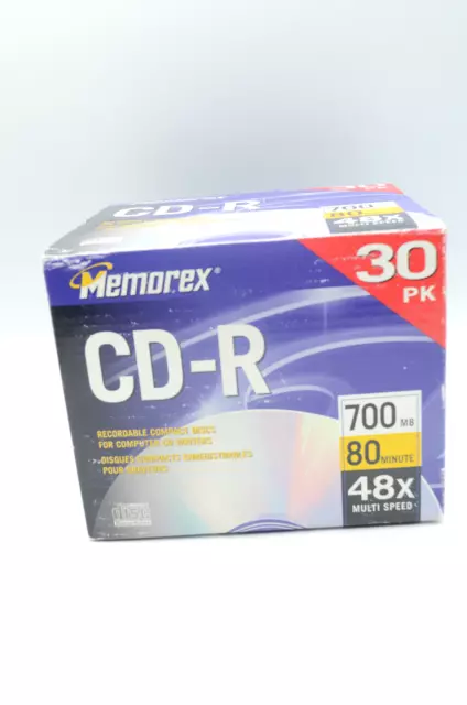 Memorex CD-R 30 Pack Slim Jewel Cases 80 Minute 700 MB New Old Stock