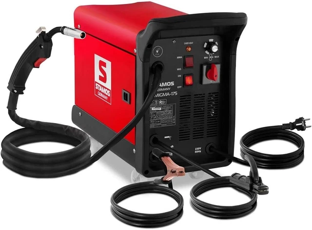 Stamos Germania Saldatrice Combinata con Carrello 175A Rosso 230V S-MIGMA-175