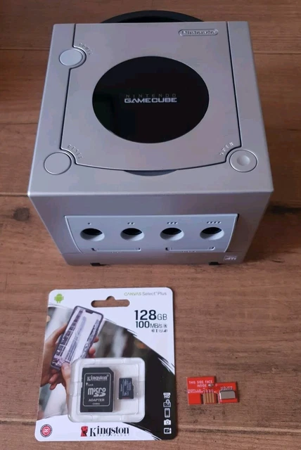 CONSOLE RGB PLATINE argent Gamecube avec Rpi Pico 128 Go bleu pwr DEL ...