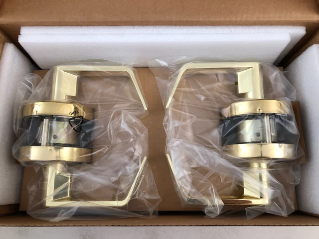 Door Lever Lockset, Heavy Duty Grade 2, Polished Brass, Lawrence Hardware