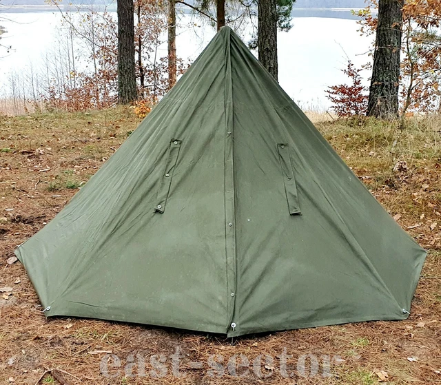VINTAGE MILITARY TENT Lavvu Set 2Person Half Poncho Shelter Tarp