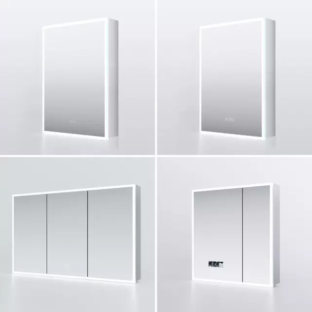 LED Bathroom Mirror Cabinet with Shaver Socket / Bluetooth / Demister Storage