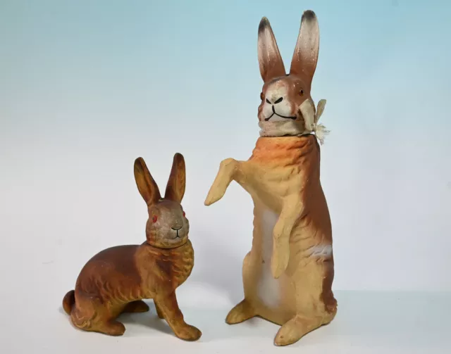 2 Pappmaché Osterhasen * Candyboxen * 20er Jahre * großer Hase 32 cm