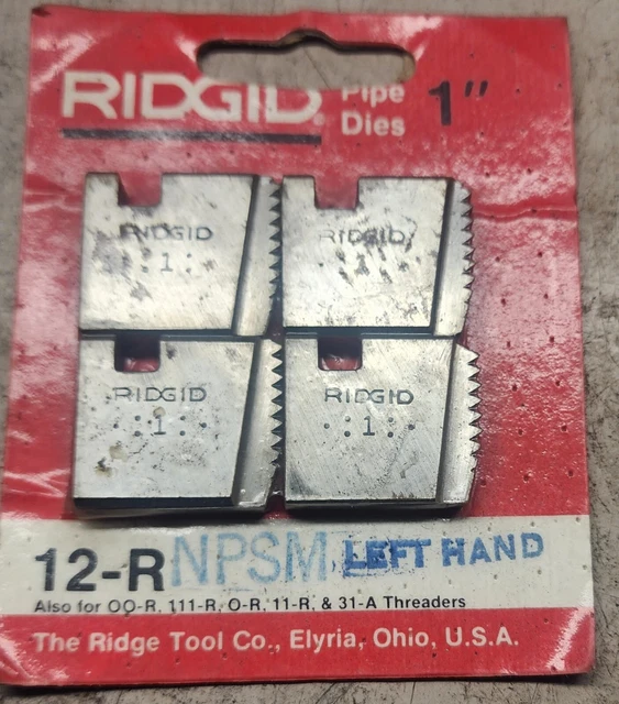 NOS Ridgid LH 1" pipe dies NPSM for 12-R 00-R 111-R O-R 11-R 30-A 31-A left hand NOS Ridgid LH 1" pipe dies NPSM for 12-R 00-R 111-R O-R 11-R 30-A 31-A left hand