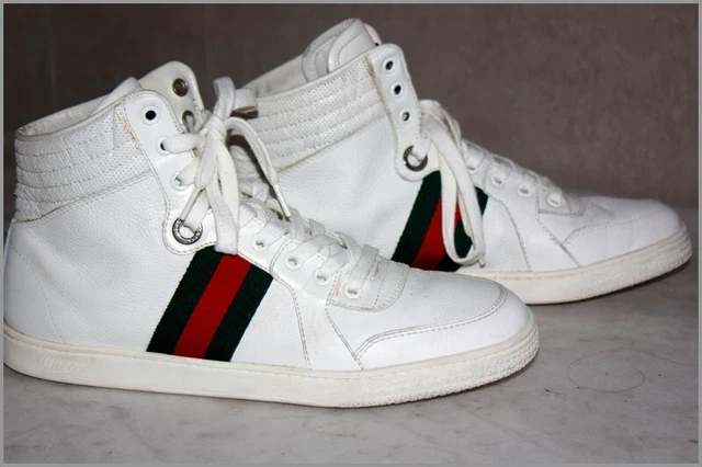 GUCCI BASKETS MONTANTES cuir Blanc Taille 38.5 BON ETAT EUR 243 00 PicClick FR