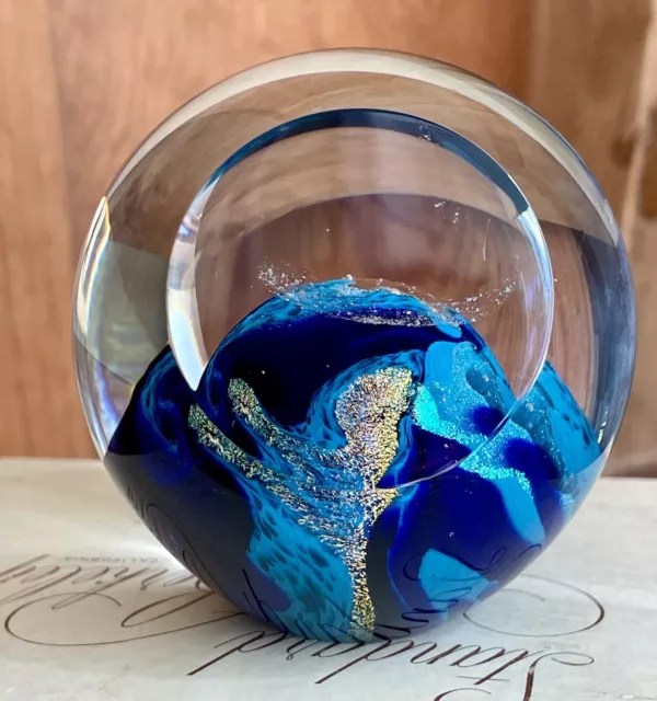 URANUS GLASS Eye Studio Ges Celestial Series Art Glass Paperweight 48.