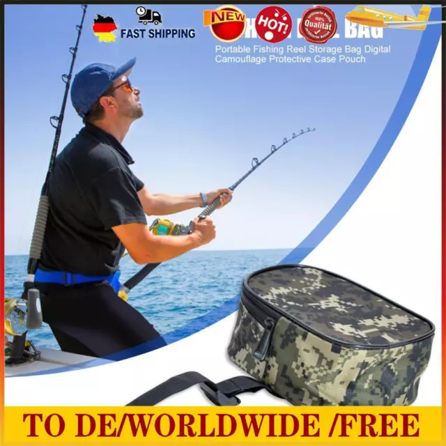 Digital Camo Portable Fishing Reel Bag Protective Case Pouch Fishing Accessories