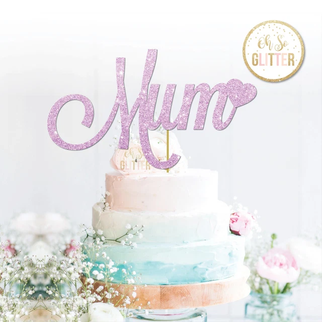 Décoration Gâteau Paillettes Personnalisée - Pic Bambou Qualité Alimentaire - Nom Personnalisé