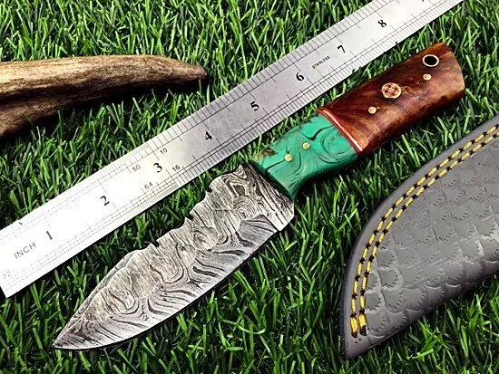 8'' Handmade Damascus Steel Hunting Skinner Knife W/Sheath -25912