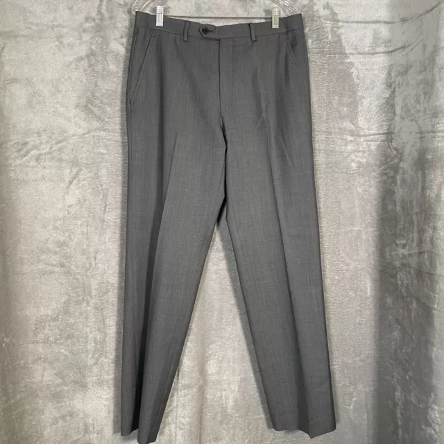 Alfani Pants Men's Size 34x32 100% Wool Gray Slim Fit Straight Leg Flat Front