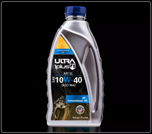 Ultra1Plus 10W-40 Conventional Motorcycle 4T Racing Oil API SL JASO MA2 (Quart)