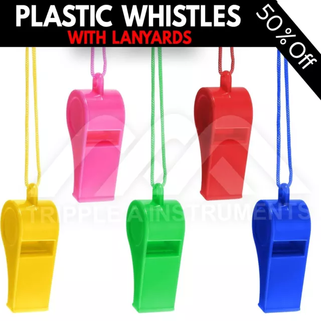 Plastic Whistle Colour Sports  Football Rugby Referee Plasticneck Wrist Cord