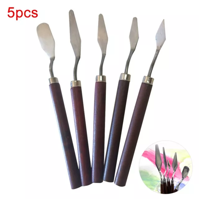 5Pcs Palette Knifes Set Artist Palete Pallet Knives Metal Spatulas Mixing Tool