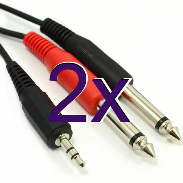 [2 Packung] 3.5mm Stereo Stecker Zu 2 X 6.3mm Mono Stecker Kabel