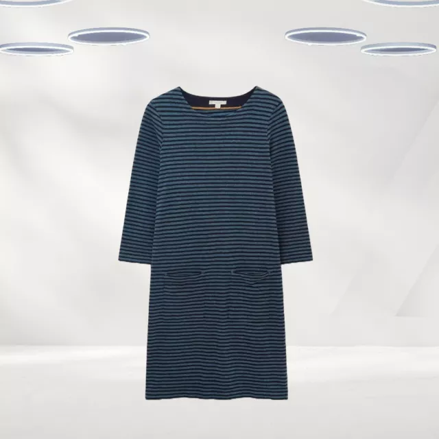 Ex White Stuff Women’s Sky Stripe Jersey Dress in Blue (Defect)