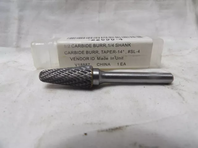 1/2" Carbide Burr, 1/4" Shank Taper 14 Degree #SL-4  22690-4
