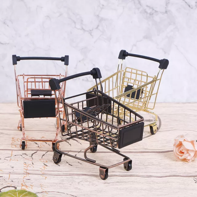 Mini Shopping Cart Trolley Home Office Sundries Storage Ornaments Children's S^3