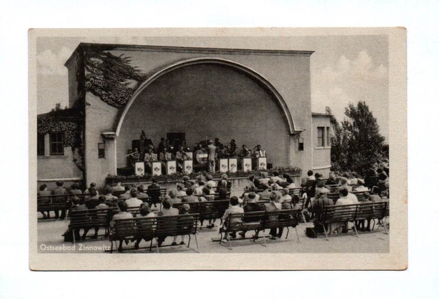 Ak Ostseebad Zinnowitz Orchester Spettatori Palcoscenico 1953 DDR