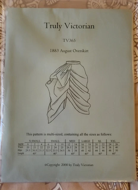 Victorian August Overskirt Circa 1883 sewing pattern Truly Victorian TV365 UNCUT