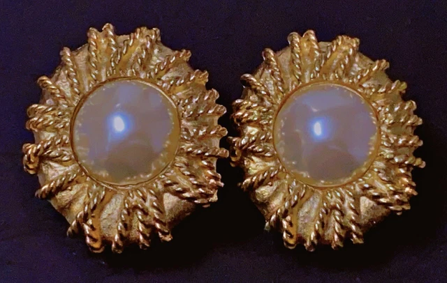 Boucles D'oreilles Ted Lapidus - Plaqué Or Avec Pierres - Style Bijou Couture - Neuf Sans Emballage