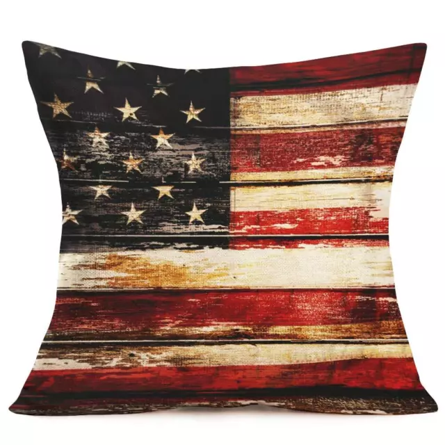 Throw Pillow Covers Retro Rustic Wood Grain with Vintage Stripe USA American ...