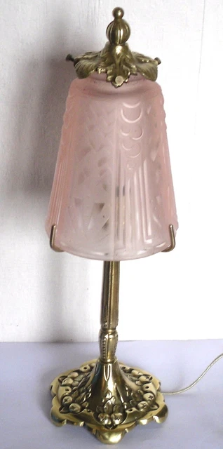 MULLER FRERES lampe de table art déco pâte de verre bronze tulipe 1930 lamp daum
