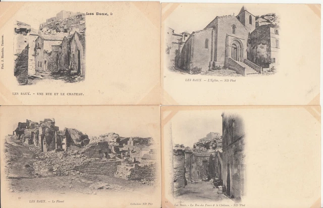Lot de 4 cartes postales anciennes postcards LES BAUX DE PROVENCE dos non séparé
