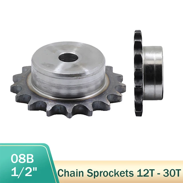 08B Kettenrad 12- 30Zähne 1/2" Zahnteilung mit Nabe Kettenräder C45 Stahl Ritzel