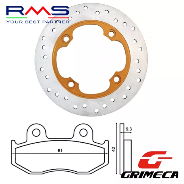 Disque / Frein Avant RMS Plaquettes Grimeca Frittées Honda / Sh 150 2001 2008