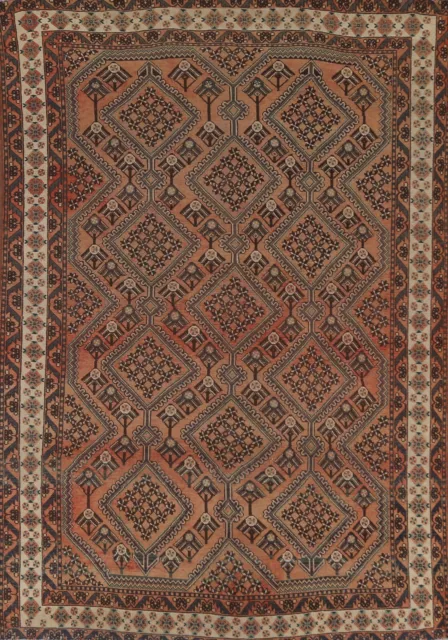 Vintage Geometric Tribal Traditional Bakhtiari Handmade Living Room Rug 7'x10'