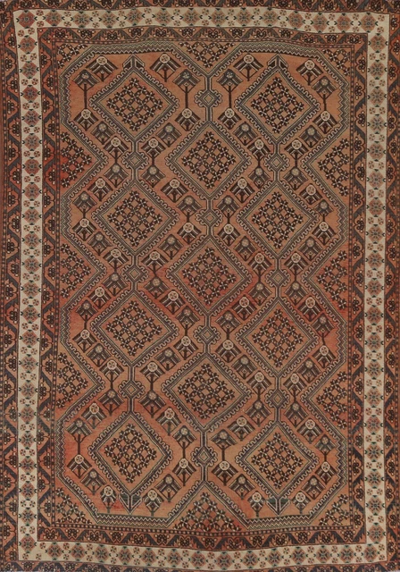 Vintage Geometric Tribal Traditional Bakhtiari Handmade Living Room Rug 7'x10'