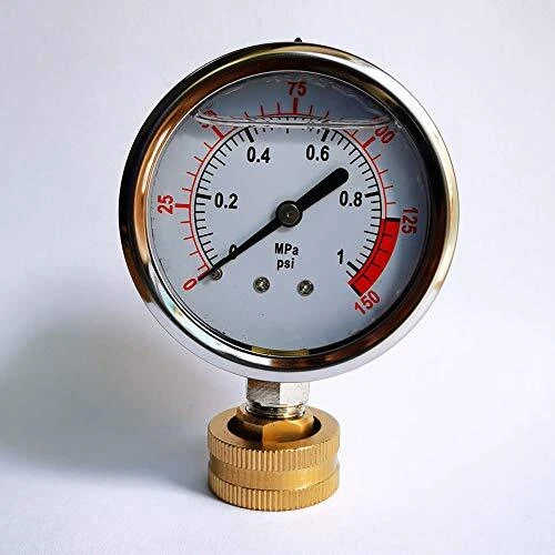 Stainless Steel 304 Single Scale Liquid Filled Pressure Gauge with Brass ...