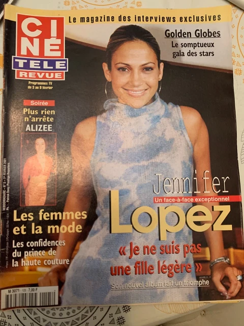 Jennifer Tele CINÉ TÉLÉ REVUE 01/02/2001 N°5 Jennifer Lopez/Alisée EUR 7,50 - PicClick FR