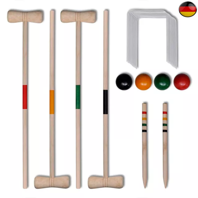 Krocket Croquet Holz Spiel Gartenspiel für Erwachsene für 4 Spieler Spielzeug