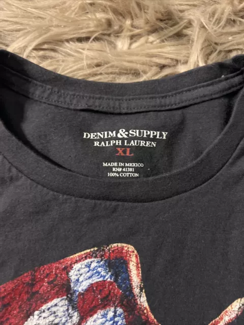 Denim & Supply Ralph Lauren EAGLE Tee shirt polo Black sz XL American Flag  NWT 3