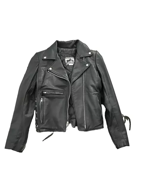 California Creations Leathers Womens Vintage Black Leather Motorcycle Biker