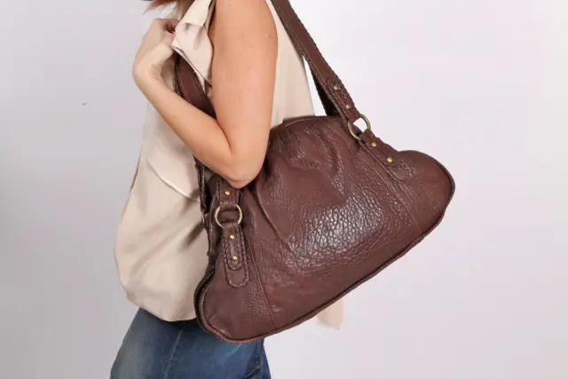 HOBO International Brown Pebbled Leather Shoulder Bag